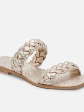 Dolce Vita Indy Slide Flat Sandal Size 7 Light Gold Metallic Braided Straps New